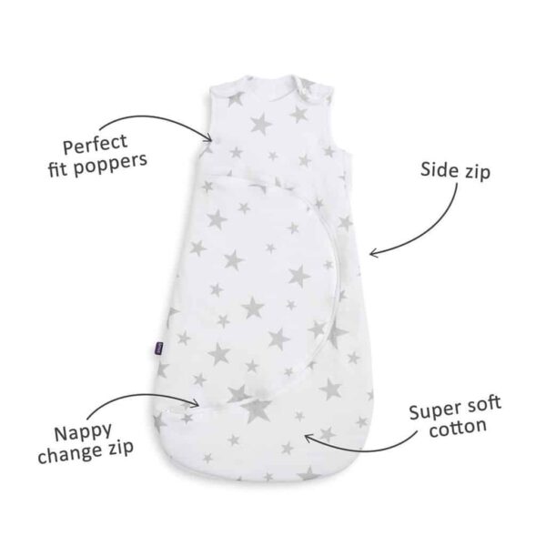 Blankets & Sleeping Bags SnuzPouch Sleeping Bag – 2.5 TOG – Grey Stars Pitter Patter Baby NI 7