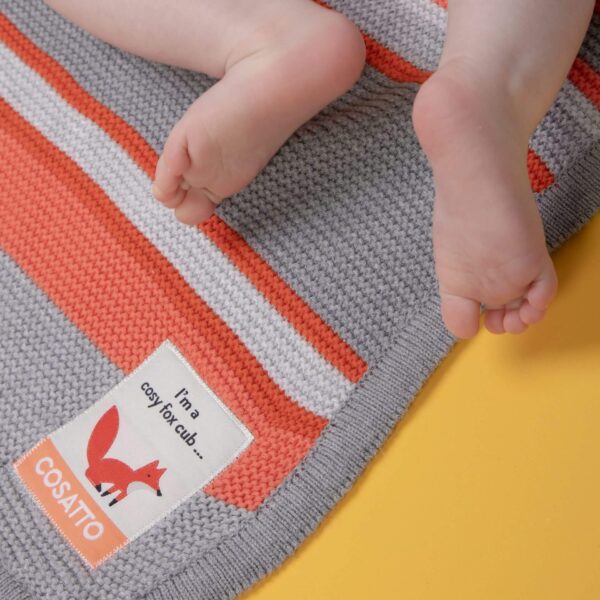 Blankets & Sleeping Bags Cosatto Knitted Stripe Blanket – Grey/Orange Pitter Patter Baby NI 5
