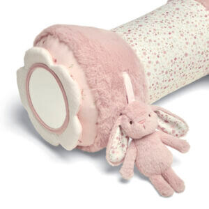 welcome to the world bunny tummy time roll pink