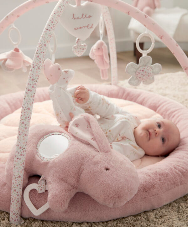 ZR_WTTW Pink_Playmat_Portrait welcome to the world bunny playmat pink