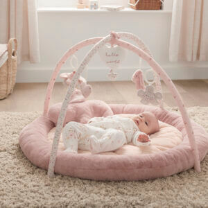 welcome to the world bunny playmat pink