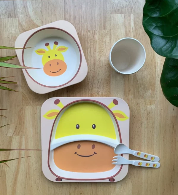 children's 5 piece bamboo dinner set ___n